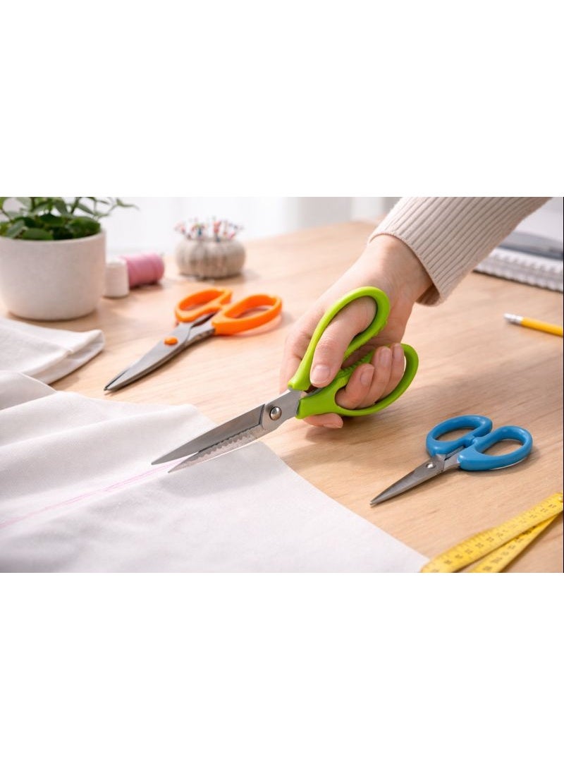 طقم مقصات متعدد الاستخدامات 3 قطع (مطبخ، خياطة، مكتب) - شفرات ستانلس ستيل حادة ومقابض مريحة - مقاسات متنوعة (كبير/وسط/صغير) - Image 3